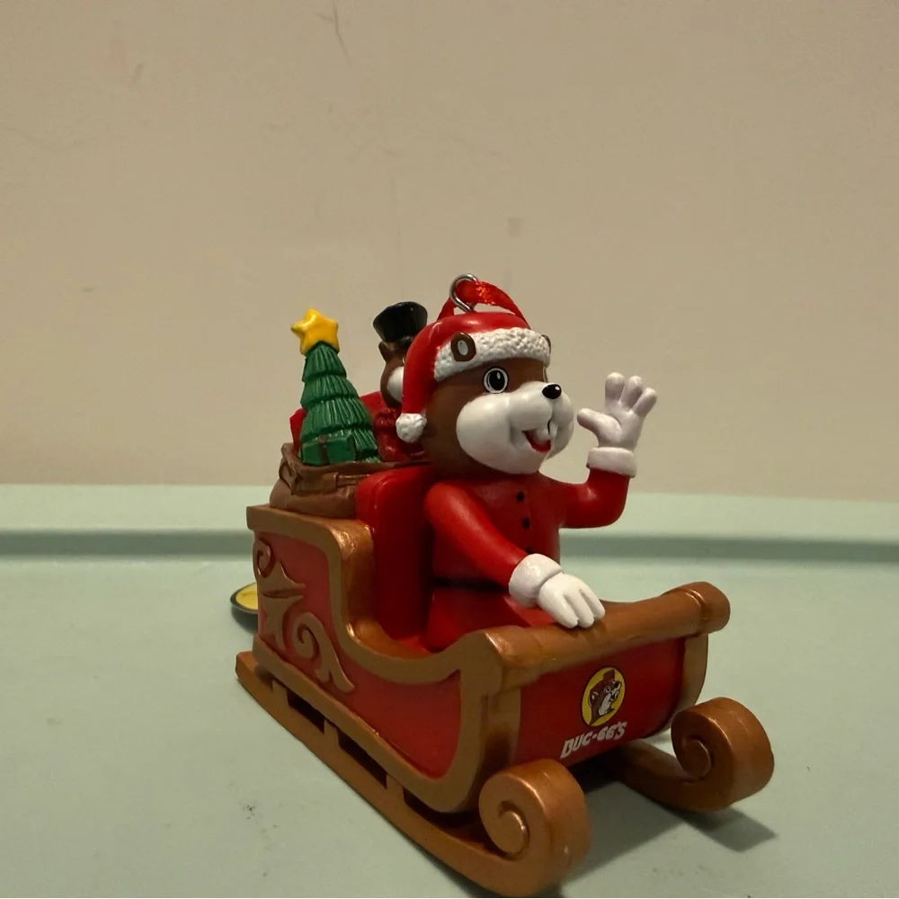 Adorable Buc-ees Santa in Red Sleigh Ornament- NWT